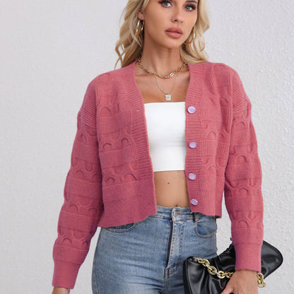 Damen Strickjacke mit strukturiertem Muster und modischen Knöpfen Merchesia