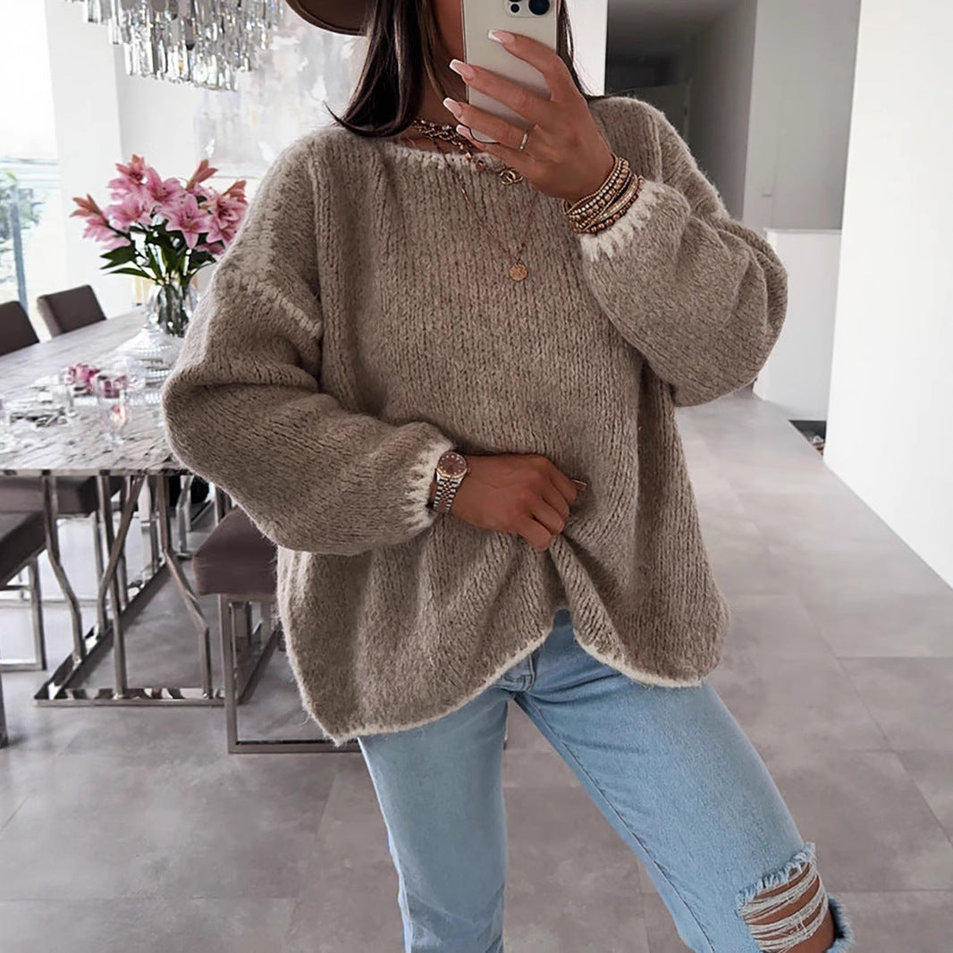 Damen Übergroßer Strickpullover mit luftigen Ärmeln Merchesia