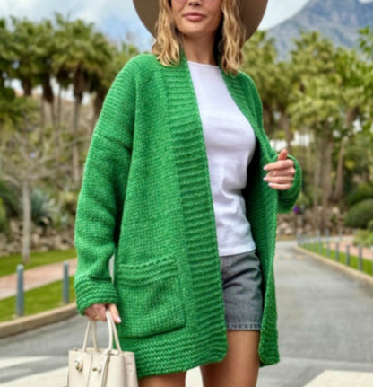 Damen Grobstrickjacke mit großzügigen Taschen und lässigem Schnitt Merchesia