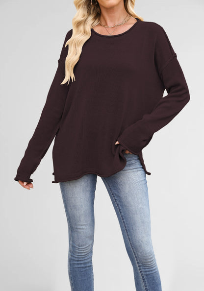 Damen gemütlicher Strickpullover mit weitem Schnitt Merchesia