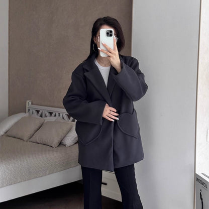 Damen modischer Oversized-Mantel mit großzügigen Taschen und Revers Merchesia