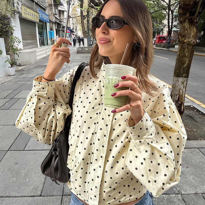 Damen figurbetonte Bluse mit punktuellem Muster Merchesia