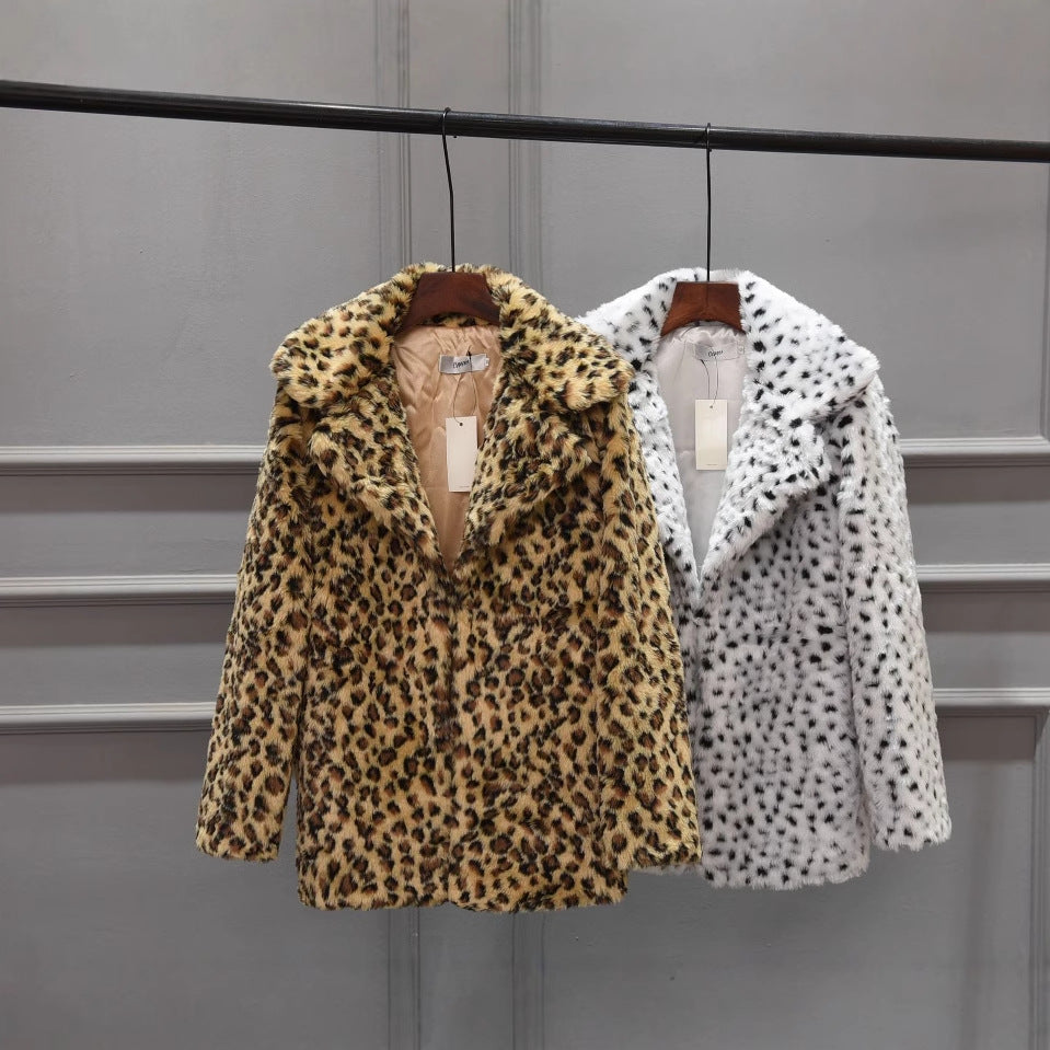 Damen Luxus Kunstpelzjacke im Leopardenmuster Merchesia