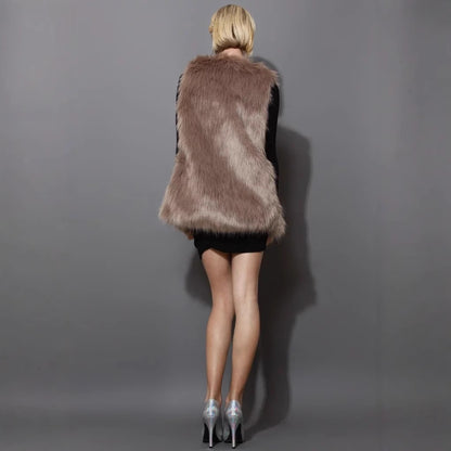 Damen Flauschige Kunstpelzweste mit elegantem Design Merchesia