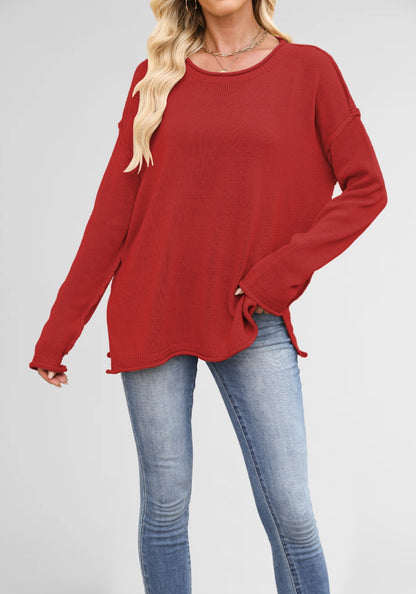 Damen gemütlicher Strickpullover mit weitem Schnitt Merchesia