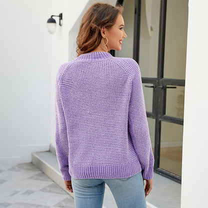 Damen modischer Strickpullover mit strukturiertem Waffelstil Merchesia