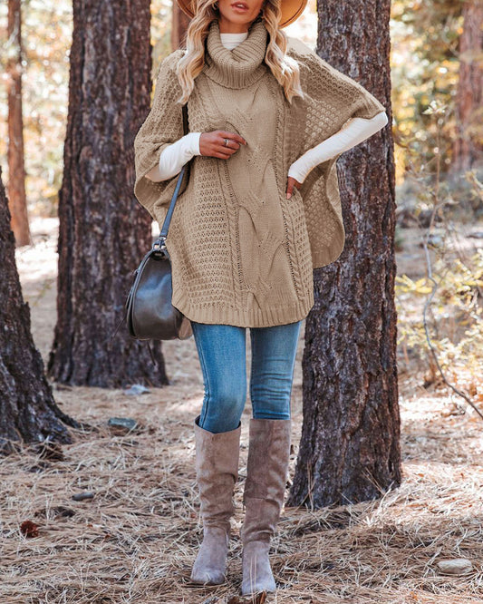 Damen Strickpullover im Poncho-Stil Merchesia