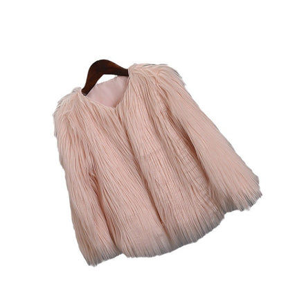 Damen Modische Kunstfelljacke mit voluminösem Schnitt Merchesia