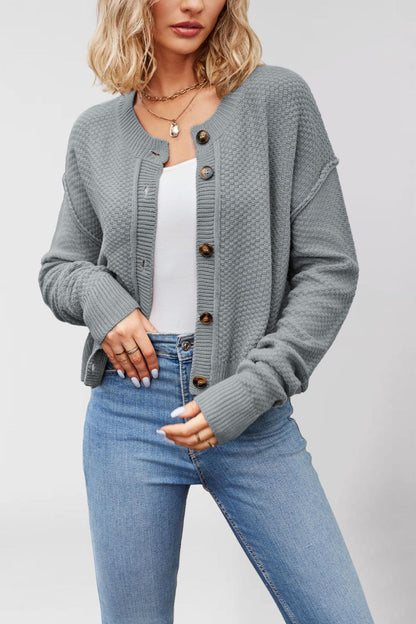 Damen Strickjacke mit Knopfleiste und strukturierter Oberfläche Merchesia