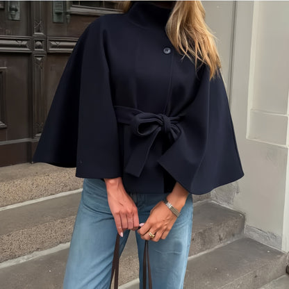 Damen elegante Wickeljacke mit Taillengürtel Merchesia