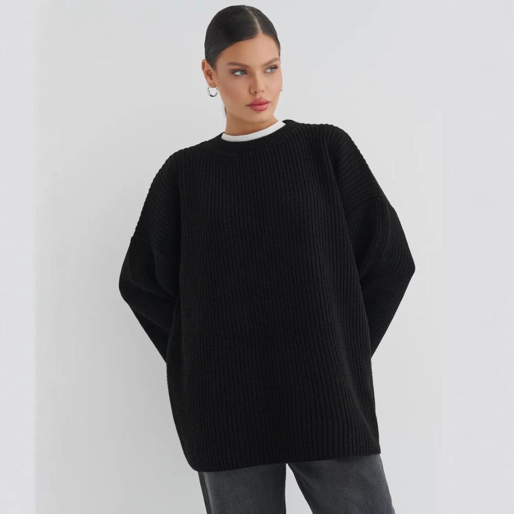 Damen Oversized Strickpullover mit strukturiertem Design und lässigem Schnitt Merchesia