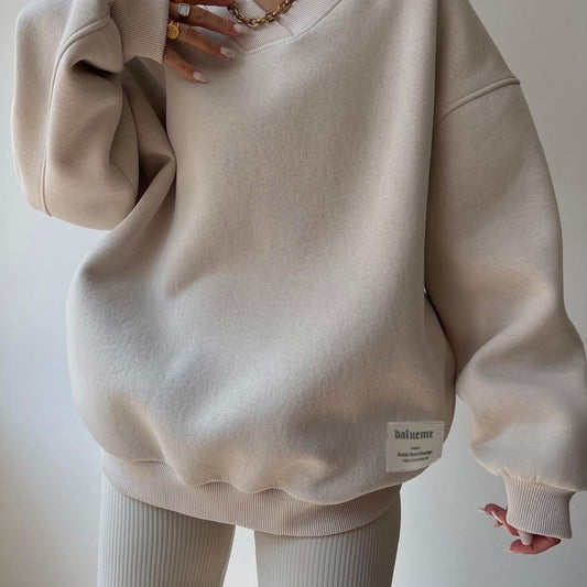 Damen Oversize Sweatshirt mit V-Ausschnitt und gemütlichem Schnitt Merchesia
