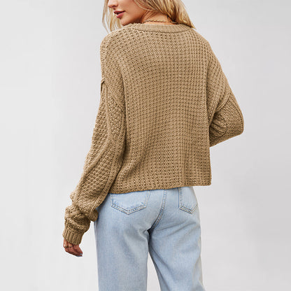 Damen Grobstrickpullover mit strukturiertem Zopfmuster Merchesia