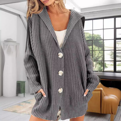 Damen oversized Strickjacke mit offener Front und praktischen Taschen Merchesia