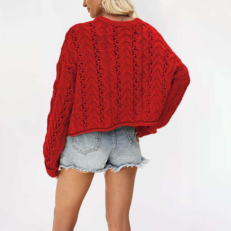 Damen kuscheliger Strickpullover mit strukturiertem Zopfmuster Merchesia