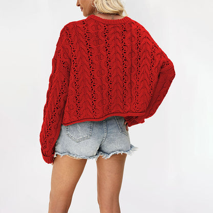 Damen kuscheliger Strickpullover mit strukturiertem Zopfmuster Merchesia