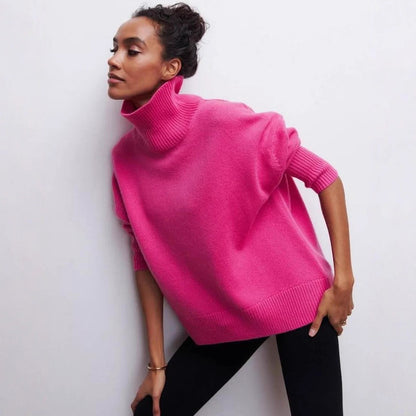 Damen Oversized Rollkragenpullover aus weichem Strick Merchesia