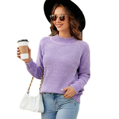 Damen modischer Strickpullover mit strukturiertem Waffelstil Merchesia