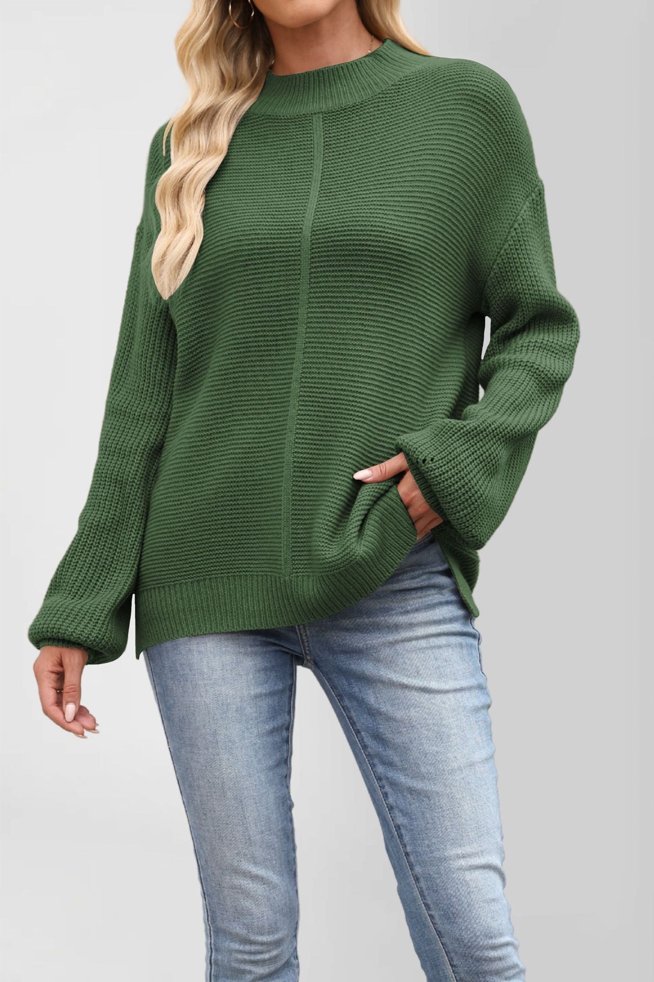 Damen Grobstrickpullover mit überschnittenen Schultern Merchesia