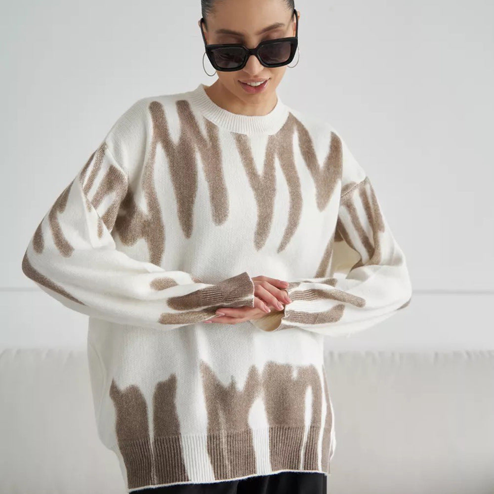 Damen Oversized Pullover mit kreativem Muster und weich strukturiertem Material Merchesia
