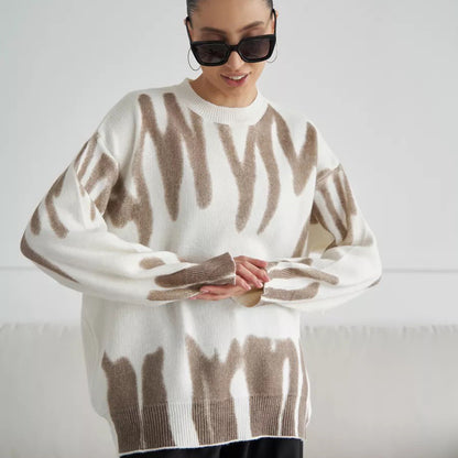Damen Oversized Pullover mit kreativem Muster und weich strukturiertem Material Merchesia