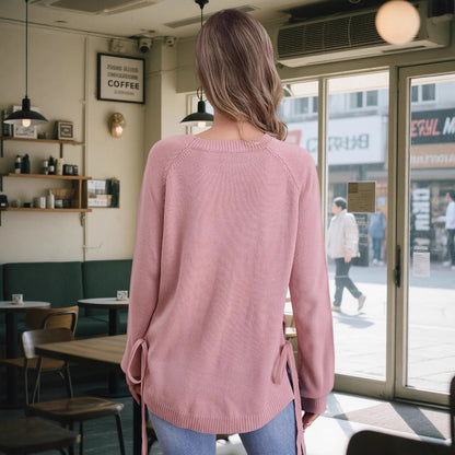 Damen modischer Pullover mit seitlichen Bindebändern Merchesia