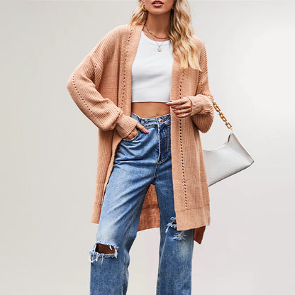 Damen lässige Strickjacke mit offenem Design und weiten Ärmeln Merchesia