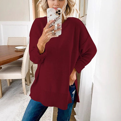 Damen Lässiger Pullover mit strukturierter Oberfläche und längerem Schnitt Merchesia