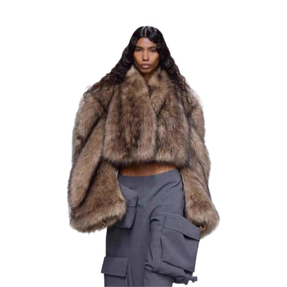 Damen luxuriöser Kunstpelz-Cropped-Bolero Merchesia