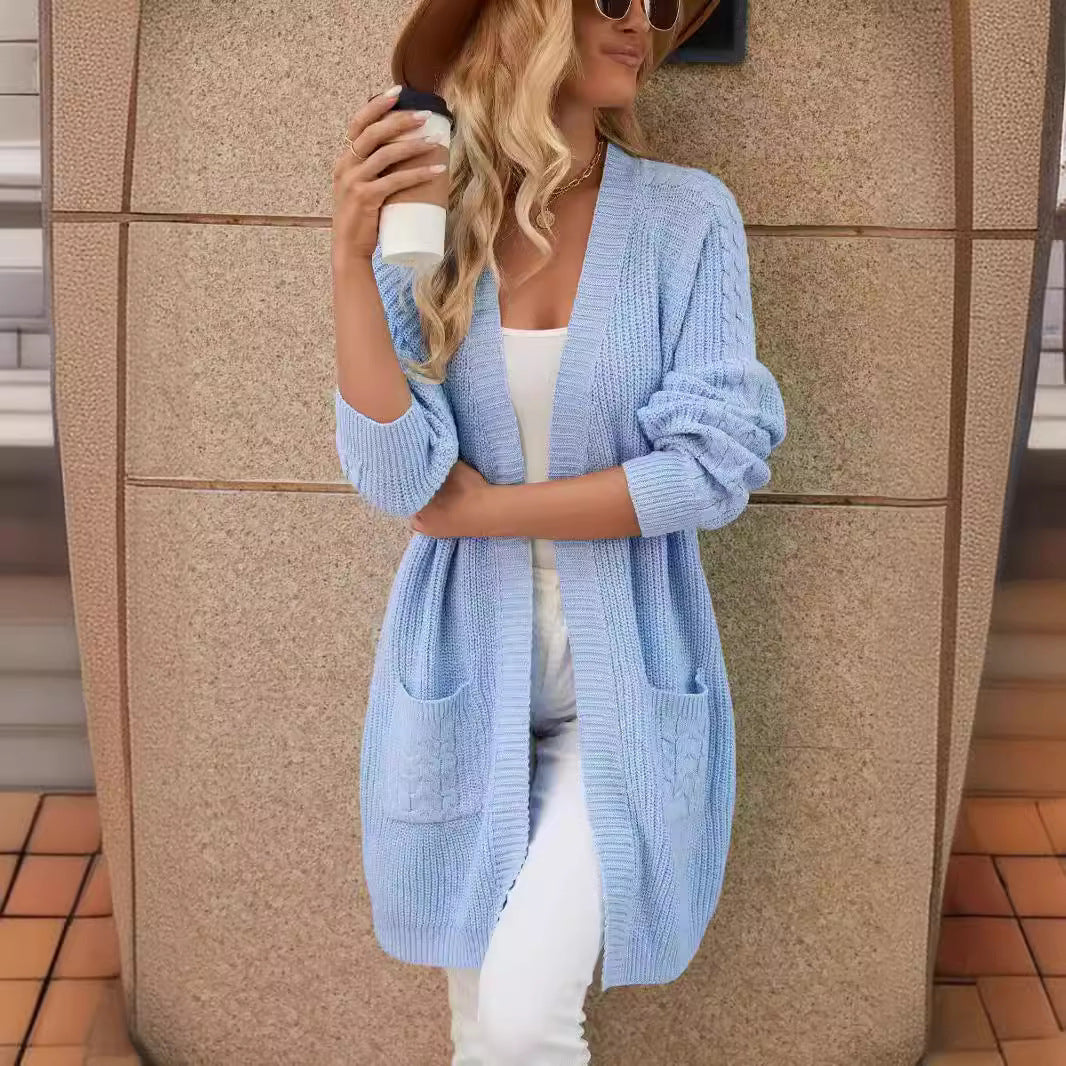 Damen Grobstrickcardigan mit praktischen Taschen und lässigem Schnitt Merchesia