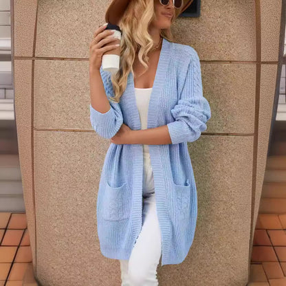 Damen Grobstrickcardigan mit praktischen Taschen und lässigem Schnitt Merchesia