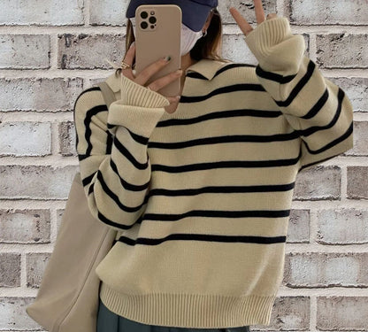 Damen gestreifter Pullover Merchesia