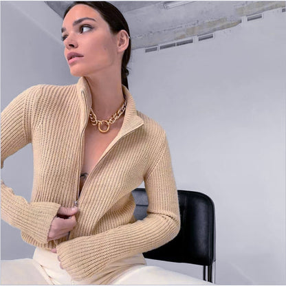 Damen Strickjacke mit hohem Kragen Merchesia