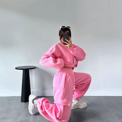 Damen Bequemer Freizeitanzug mit lässigem Schnitt und praktischen Taschen Merchesia