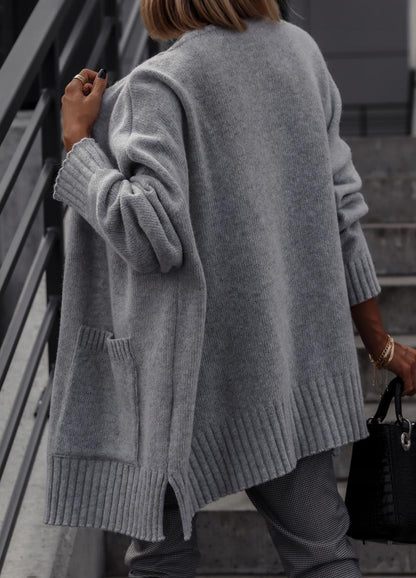 Damen gemütlicher Strickcardigan mit lässiger Silhouette und praktischen Taschen Merchesia