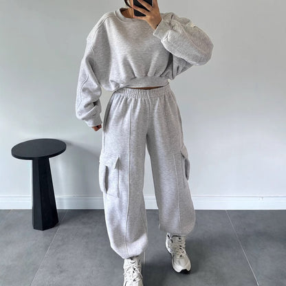 Damen Bequemer Freizeitanzug mit lässigem Schnitt und praktischen Taschen Merchesia