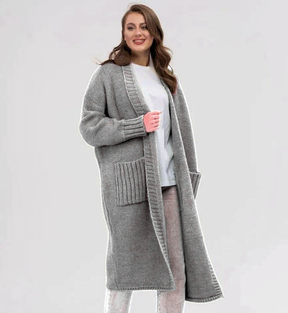 Damen Gemütlicher Strickmantel mit großen Taschen und oversized Schnitt Merchesia
