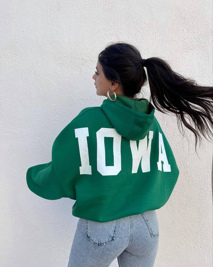 Damen Oversized Kapuzenpullover mit auffälligem Schriftzug Merchesia