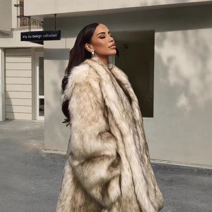 Damen Eleganter Kunstpelzmantel Merchesia