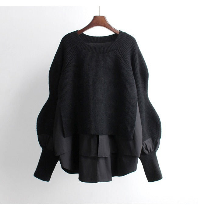 Damen modischer cropped Pullover mit innovativen Layering-Details Merchesia