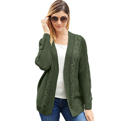 Damen Grobstrickcardigan mit kreativen Zopfmustern und lässigem Schnitt Merchesia