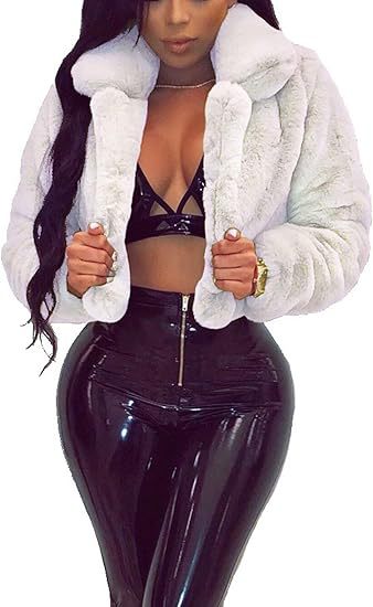 Damen Luxuriöse Kunstpelzjacke im eleganten Cropped-Design Merchesia
