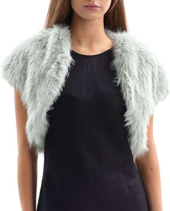 Damen Flauschige Kunstpelzweste im offenen Design Merchesia