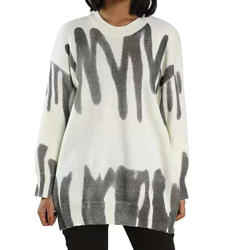 Damen Lässiger Pullover mit modernem Abstract-Design und oversized Passform Merchesia