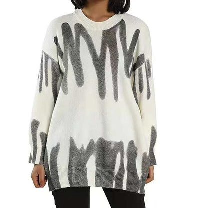 Damen Lässiger Pullover mit modernem Abstract-Design und oversized Passform Merchesia