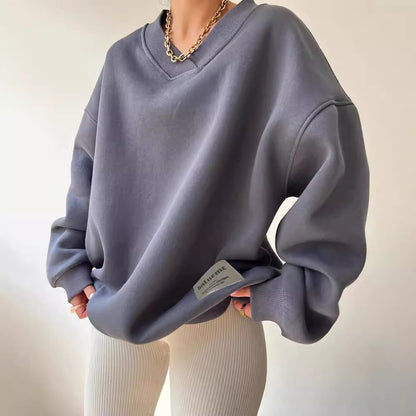 Damen Oversize Sweatshirt mit V-Ausschnitt und gemütlichem Schnitt Merchesia