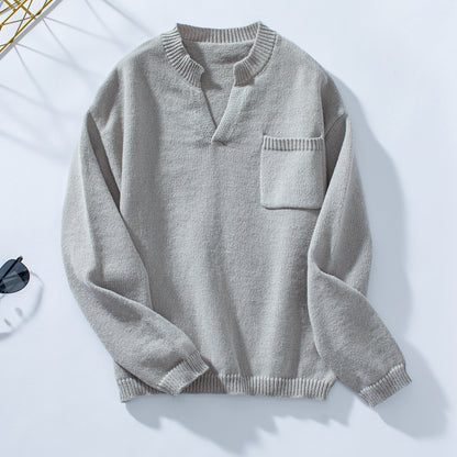 Damen lässiger Pullover mit Knopfdetails und Brusttasche Merchesia