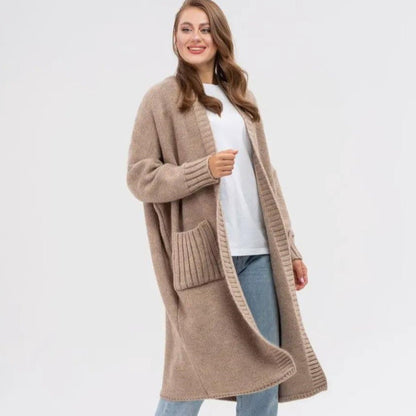 Damen Gemütlicher Strickmantel mit großen Taschen und oversized Schnitt Merchesia
