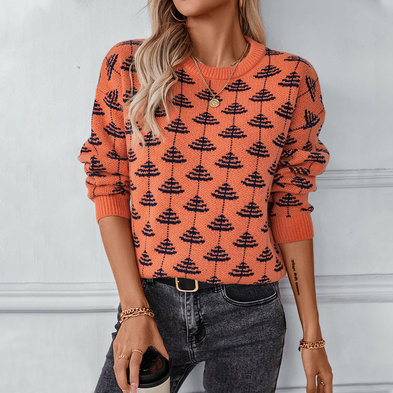 Damen Strickpullover mit verspieltem Baumdesign und weichem Material Merchesia