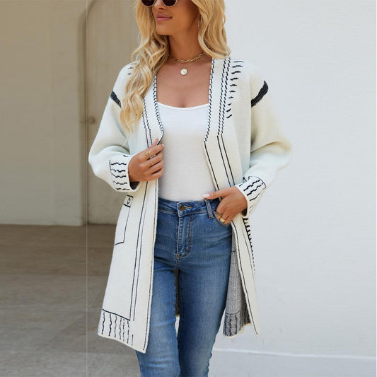 Damen Strickjacke mit einzigartigem Muster und lässigem Schnitt Merchesia